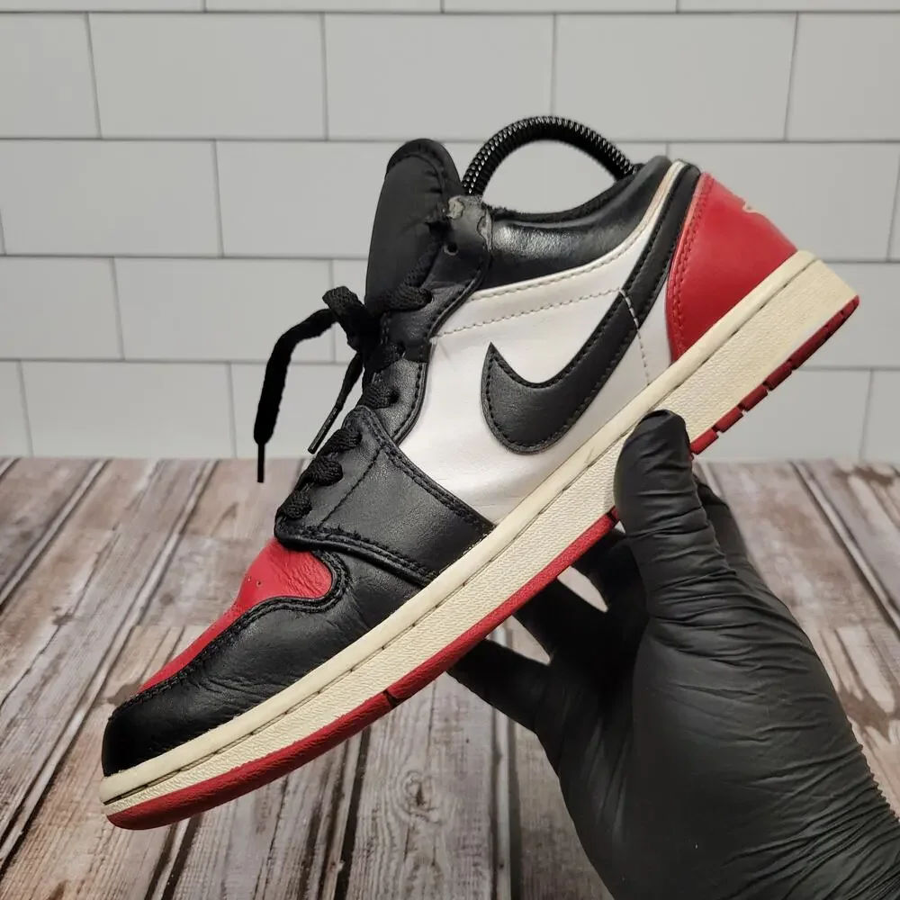 Air Jordan 1 Low Black Toe Gym Red White Men's Size 8.5 553558-161 Shoes